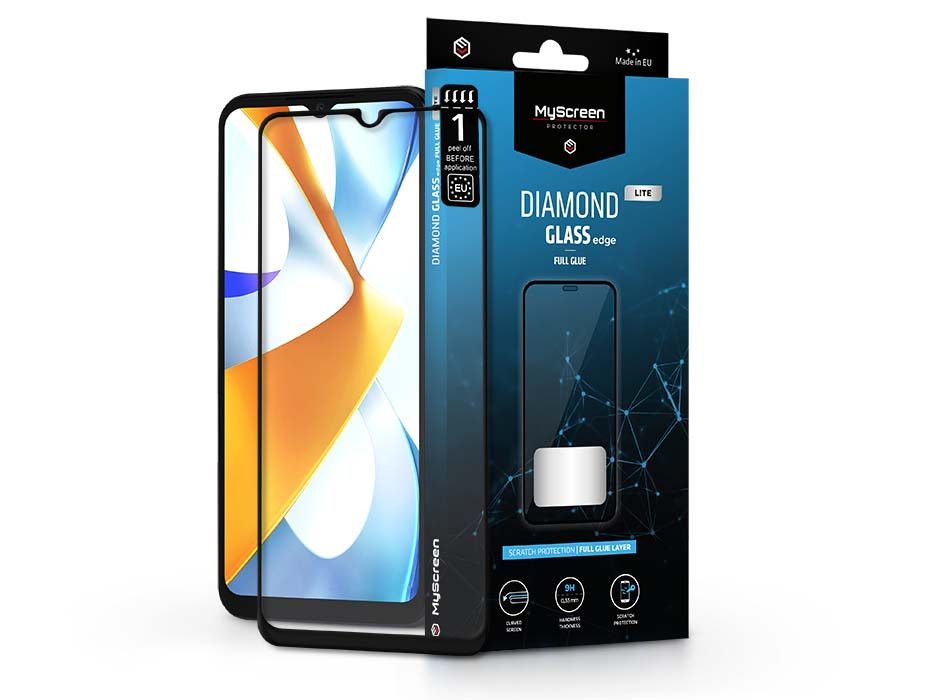 Xiaomi Poco C40 edzett üveg képernyővédő fólia - MyScreen Protector Diamond     Glass Lite Edge2.5D Full Glue - fekete