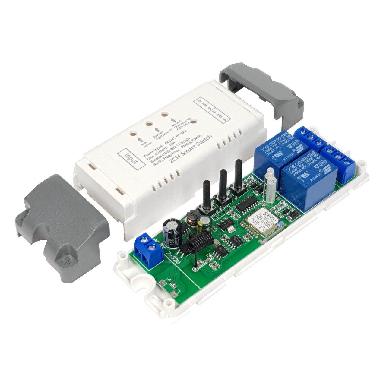 SmartWise 7V-32V két áramkörös, WiFi+RF NO/NC okosrelé, védőtokban