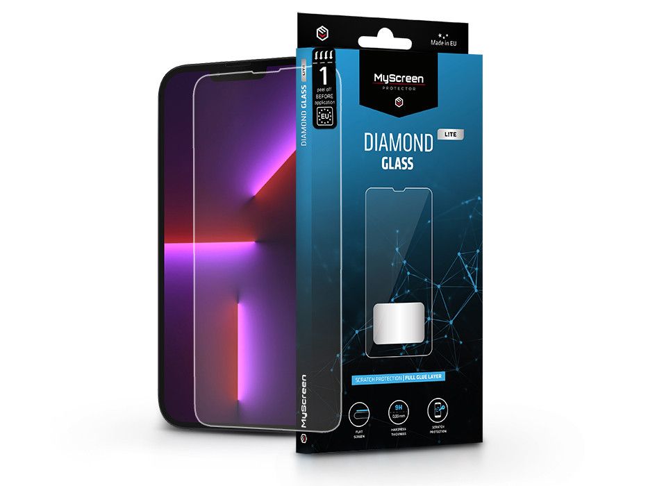 Apple iPhone 13 Pro Max/14 Pro Max/14 Plus edzett üveg képernyővédő fólia -     MyScreen Protector Diamond Glass Lite Full Glue - átlátszó