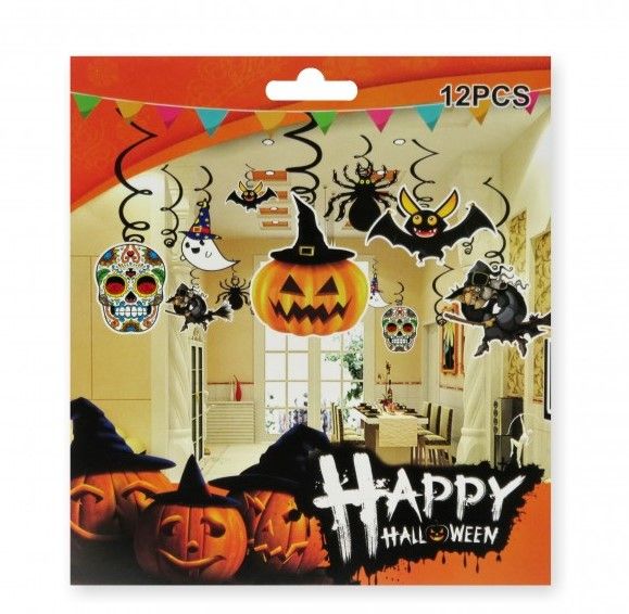 Halloween dekoráció 6db papír figura + 12db girland 636034