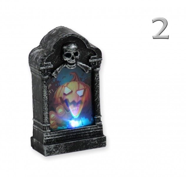 LEDes Halloween sírkő lámpás 12cm 632258 4féle