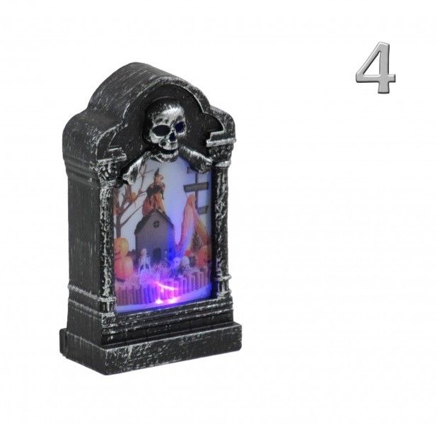 LEDes Halloween sírkő lámpás 12cm 632258 4féle