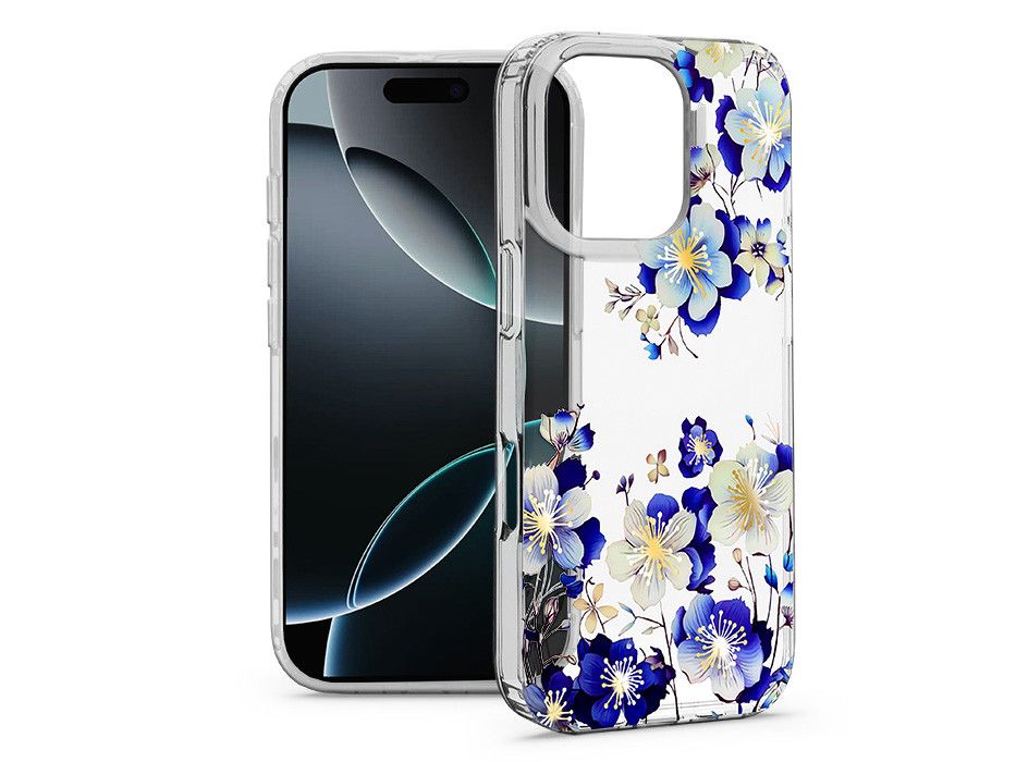 Haffner IMD Floral szilikon tok - Apple iPhone 16 Pro - átlátszó