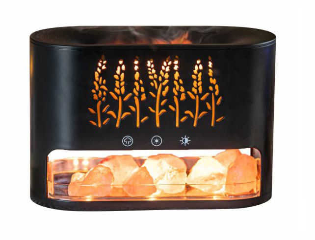 Design Párologtató Aroma Diffúzor Sókő kristály és Láng LED fénnyel 250ml - KP-023