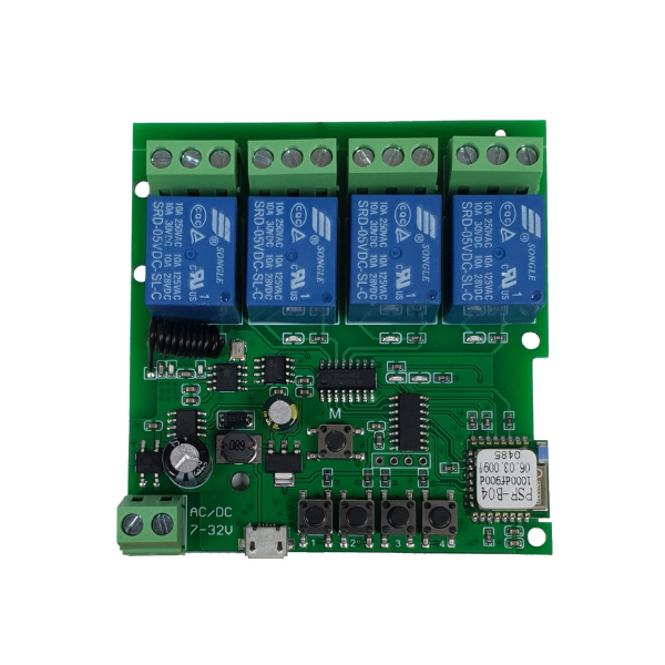 SmartWise 5V-32V négy áramkörös, WiFi+RF NO/NC okosrelé (R2)