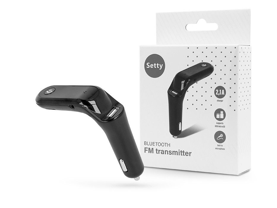 Setty Bluetooth FM-transmitter / szivargyújtó töltő - USB + microSD kártyaolvasó- Setty TFM-02 Bluetooth FM Transmitter - fekete