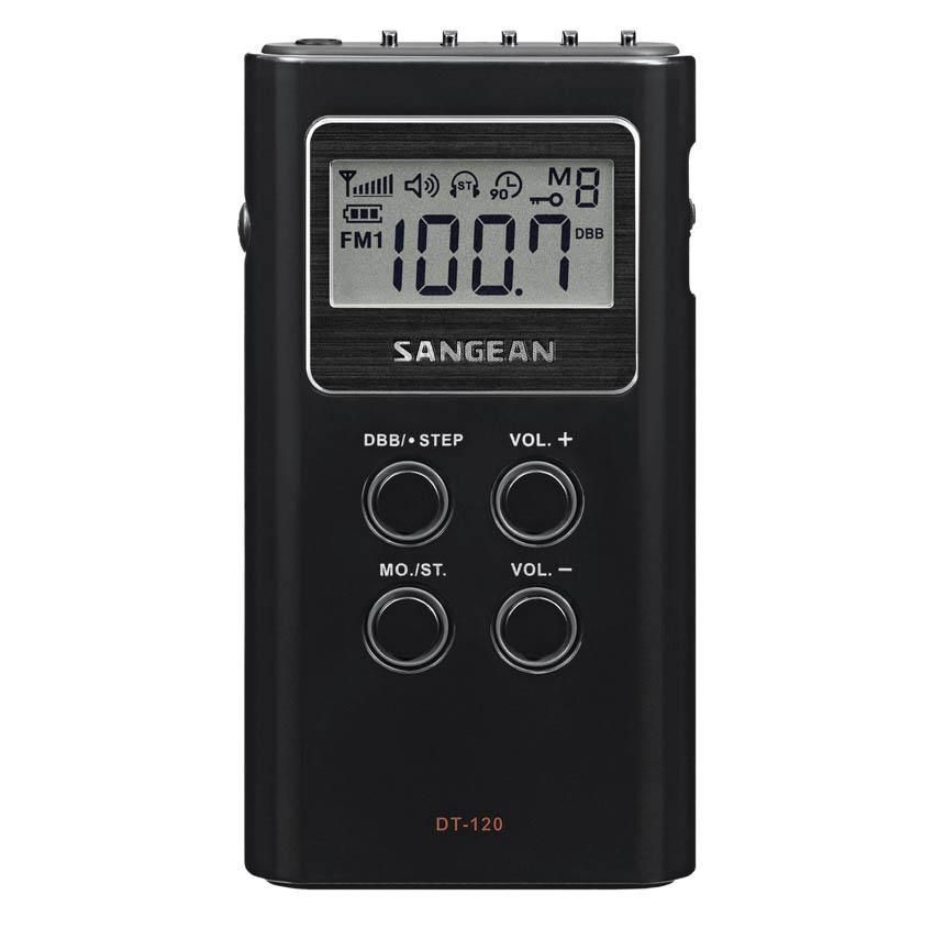 Sangean DT-120B AM/FM sztereó szintézeres zsebrádió (fekete)