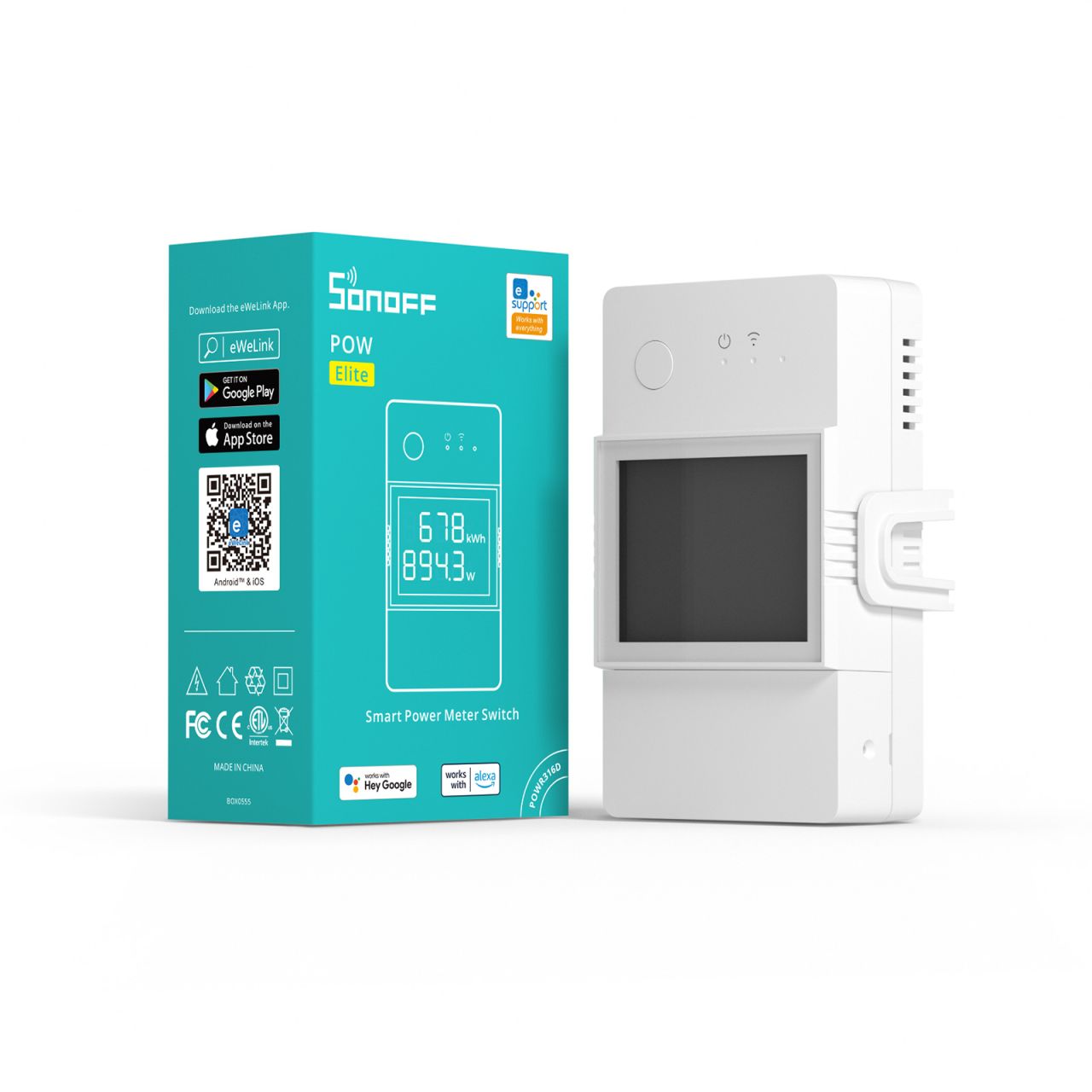 Sonoff POW Elite 20D WiFi-s relémodul, kijelzővel, fogyasztás-mérővel (POWR320D) (20A)