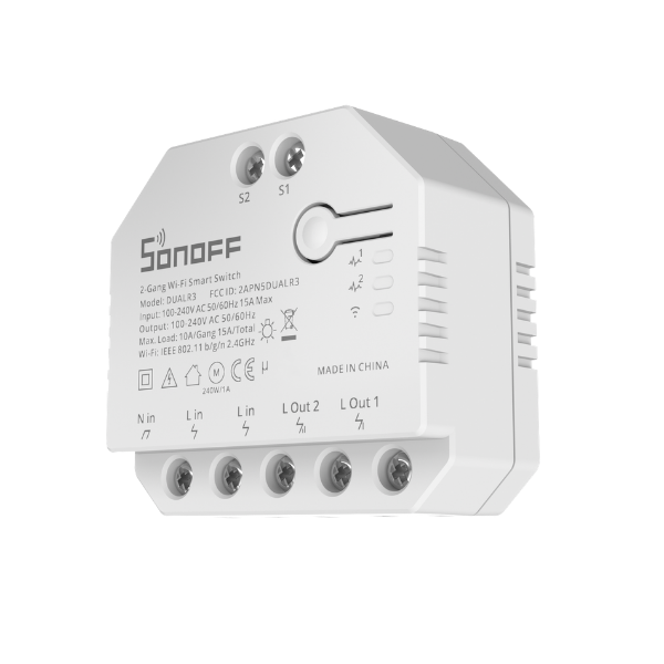 Sonoff Dual Lite (R3) WiFi-s okosrelé, két áramkörös