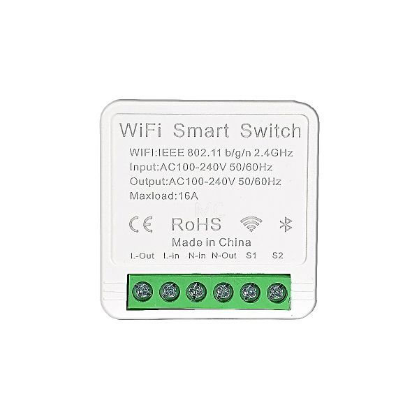 SmartWise Mini BT (WiFi + Bluetooth) okosrelé (16A), kapcsolóbemenettel