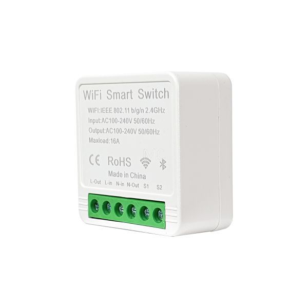 SmartWise Mini BT (WiFi + Bluetooth) okosrelé (16A), kapcsolóbemenettel