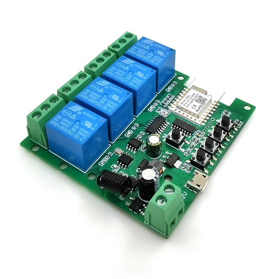 SmartWise 5V-32V négy áramkörös, Zigbee + RF NO/NC okosrelé