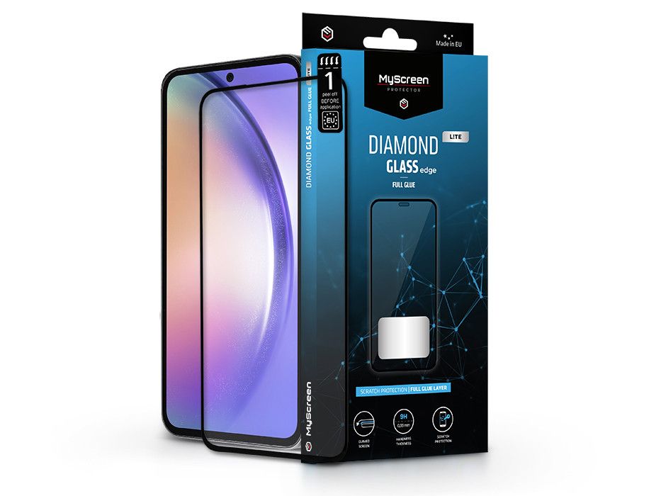 Samsung SM-A556 Galaxy A55 edzett üveg képernyővédő fólia - MyScreen Protector  Diamond  Glass Lite Edge2.5D Full Glue - fekete